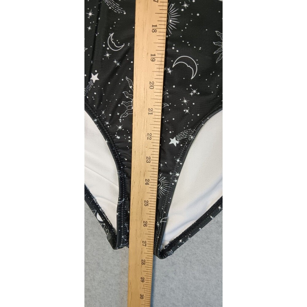 Celestial One Piece Swimsuit S Black Sun Moon Stars Multi Strap Padded Astrology - Picture 7 of 9